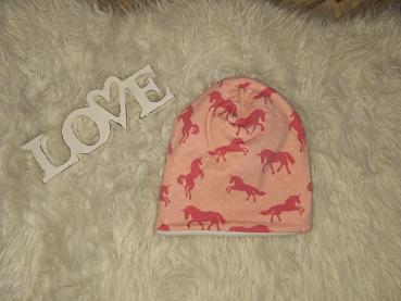 Beanie Kopfumfang 49-52cm "Einhörner rosa"